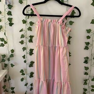 Girls Pink Striped Sundress (Size 10)